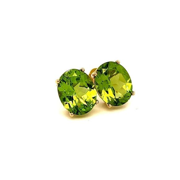 Oval Shape Peridot Stud Earrings 14k Y Gold 5.20 CTW Certified $3,950 211184 - Picture 7 of 8